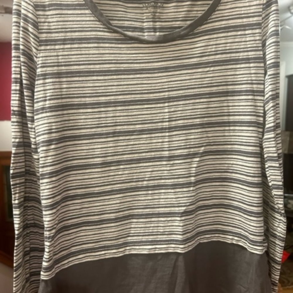 Toad & Co gray and cream striped shirt